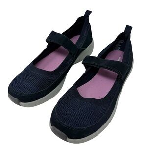 Lands End Mary Jane shoe Women’s Size 6.5 Navy Blue leather mesh New